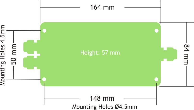 Dimensions of wireless telemetry modbus gateway